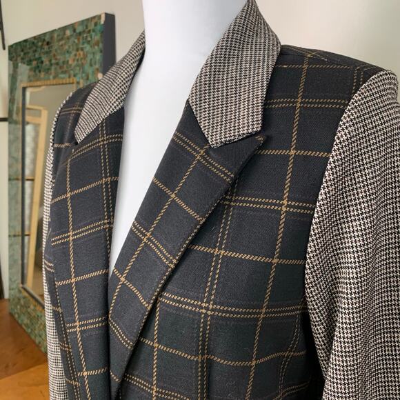 NEW B.young Size 36 US M Long Blazer Jacket Check Mix Black Preppy Soft Stretchy - Picture 5 of 12